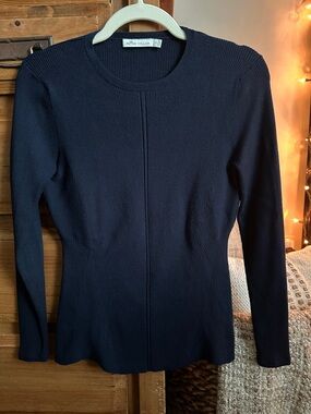 Peter Millar Navy Ribbed Long Sleeve Sweater